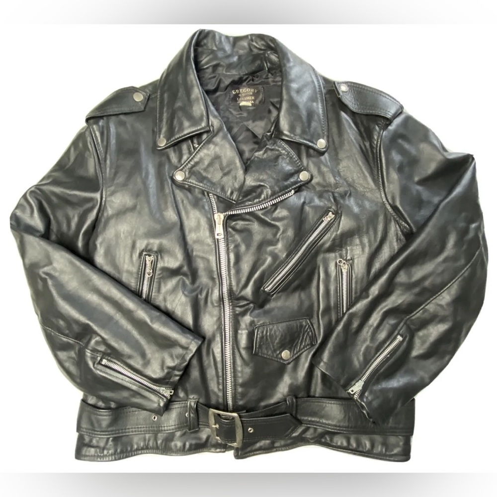 Vintage Gregory & Sons Genuine Leather Men's Motorcycle Jacket - 48 Made in USA